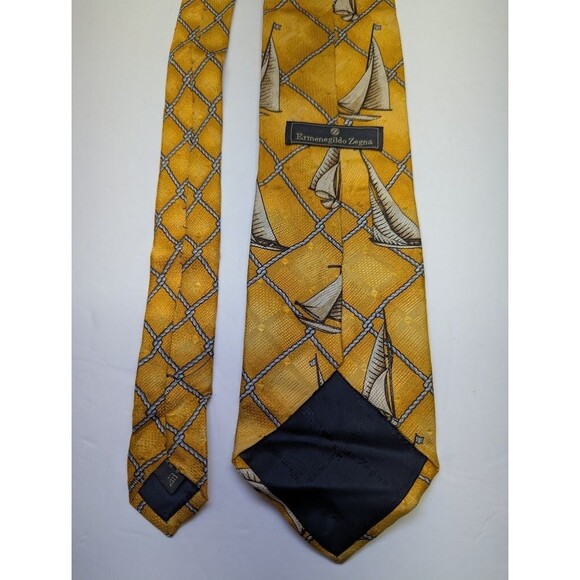 ERMENEGILDO ZEGNA Men's Silk Necktie ITALY Luxury Geometric Pattern 3.75" Wide - Picture 4 of 7